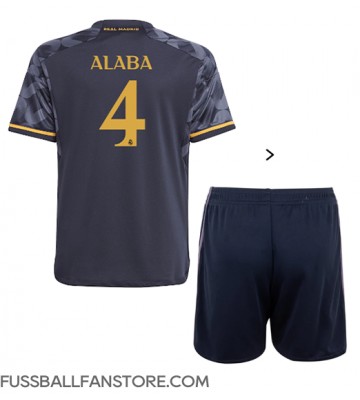 Real Madrid David Alaba #4 Replik Auswärtstrikot Kinder 2023-24 Kurzarm (+ Kurze Hosen)